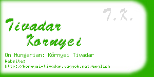 tivadar kornyei business card
