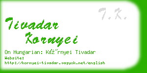 tivadar kornyei business card